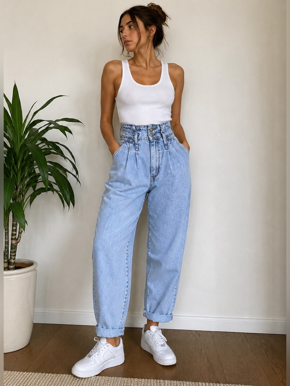 Vintage Jordache Acid Wash Pleated Mom Jeans High Rise Tapered 25 Waist
